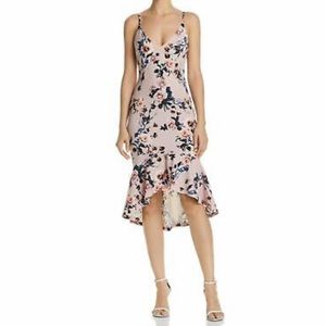 Aqua floral flounce hem dress